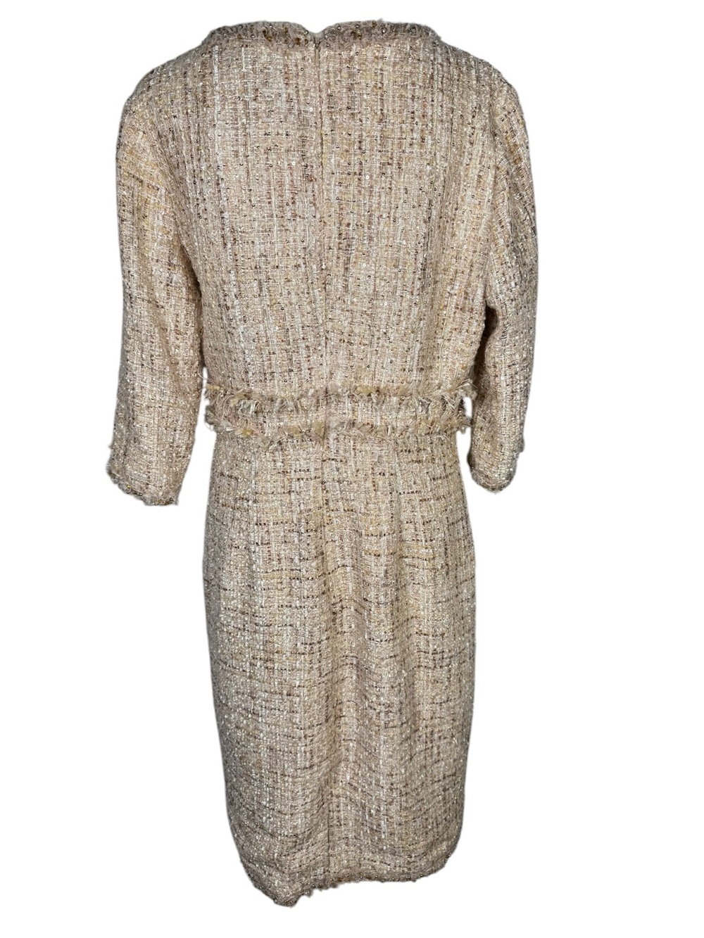 Mac Duggal Beaded Trim Tweed Boucle Midi Dress New With Tags Size 10 - Picture 9 of 15